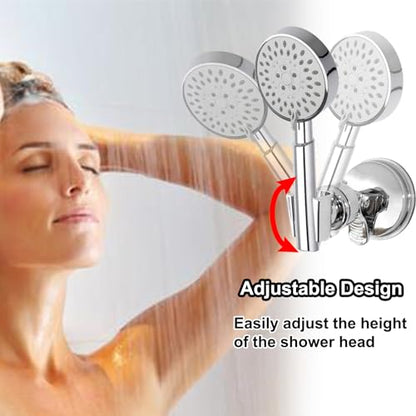 Adjustable Shower Head Holder, Suction Cup Handheld Shower Bracket, Removable Handheld, Wall Mounted (Silver) - style: Adjustable, Silver
