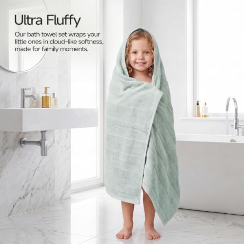 REDKISS Luxury Viscose from Bamboo Bath Towels, Ultra Soft, 28x55 in, Green | 2 Pack, Super Absorbent & Quick Drying, 50% Viscose from Bamboo, 50% Cotton, Large Towels for Bathroom Perfect for Daily Use - color: Green