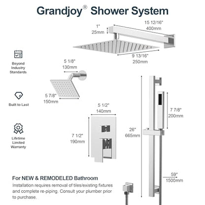 Shower Faucet Set, 10" & 6" Dual Rainfall Shower Heads System for Wall Mount with Slide Bar & Handheld Sprayer, Chrome - color: Chrome