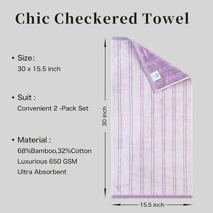 VOOVA & MOVAS Striped Hand Towels,68% Rayon from Bamboo, 32% Cotton, 32x16 Inches,Super Soft Highly Absorbent for Bathroom Guest,Purple - color: Purple Striped