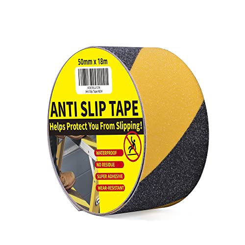 TAPEBEAR Safety Tape, 2inch x 60feet, Black/Yellow, Anti-Slip Adhesive Tape for Indoor Outdoor Steps Stairs, Waterproof, Strong Grip, Compatible with Plastic, Wood, Ceramic, Glass, Metal - color: Yellow&Black, size: 2in x 60feet