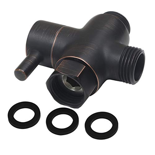 Brass Shower Arm Diverter Valve for Hand Held Showerhead and Fixed Spray Head,G 1/2 3-Way Bathroom Universal Shower System Replacement Part (Oil-Rubbed Bronze) - color: Oil Rubbed Bronze