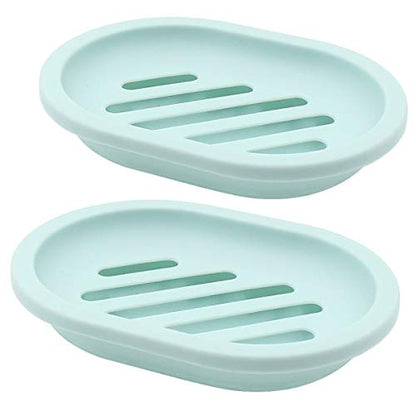 Topsky 2-Pack Soap Dish with Drain, Soap Holder, Soap Saver, Easy Cleaning, Dry, Stop Mushy Soap (Green) - color: Green