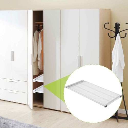 HARFINGTON Expandable Closet Tension Shelf 28.74" to 49.21" Adjustable Closet Organizer 2.5" x 13.78" Flower Pattern Storage Rack for Wardrobe Cupboard Kitchen Bedroom - size: 73cm to 125cm