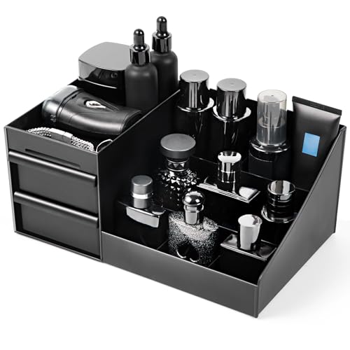EXIN DECHEN Cologne Organizer for Men, Cologne Stand, Room Decor for Men | Perfume Organizer, Bathroom Organizer, Bathroom Sink Organizer, Dresser Organizer, Mens Essentials, Birthday Gifts for Men - color: BLACK