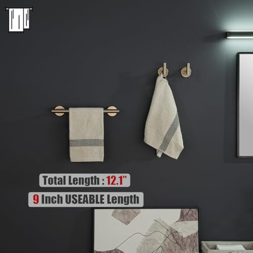 JQK Champagne Bronze Towel Bar, 12 Inch 304 Stainless Steel Thicken 0.8mm Towel Rack Bathroom, Towel Holder Wall Mount, Useable Length 9 Inch, TB110L9-CB - color: Champagne Bronze, size: 12 Inch