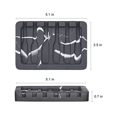 INIUNIK 2PCS Self Draining Soap Dish - Marble Look Soap Holder Tray Savers Box Container Sponge Holder for Bathroom Shower Kitchen, Black - color: Black-2 Pack