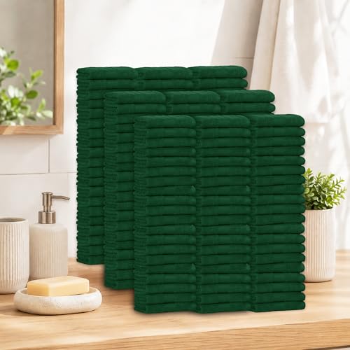100% Cotton Washcloths 12x12 Inches, 600 GSM, Soft & Absorbent, Durable, Set of 200, Green - color: Green, size: Washcloth Set of 200