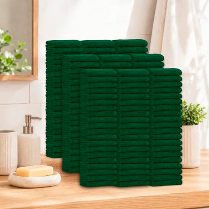 100% Cotton Washcloths 12x12 Inches, 600 GSM, Soft & Absorbent, Durable, Set of 200, Green - color: Green, size: Washcloth Set of 200