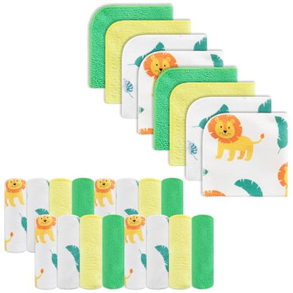 Baby Washcloths, 24Pack Baby Wash Cloths Extra Soft & Ultra Absorbent, Baby Towels and Washcloths Face Towels for Unisex Boys Girls Body, Washclothes Gentle on Sensitive Skin, 9x9 Lion - color: Lion