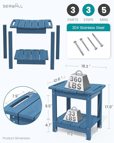SERWALL Shower Bench, 18" Shower Stool for Inside Shower, HDPE Waterproof Shower Seats for Adults with Storage Shelf & Handles, 360 lbs Capacity- Blue - color: Blue