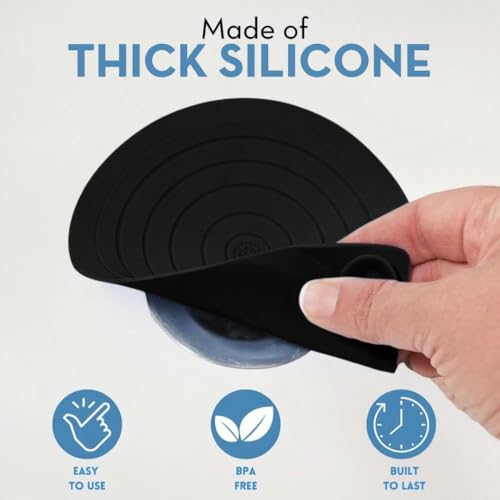 Drain Hair Catcher & Stopper Combo – Tub ShowerRing + StopRing Set for Bathtub & Sink | Stainless Steel Strainer + Silicone Drain Plug | Clog-Free, Universal Fit (Black, 2 Pack) - color: Black
