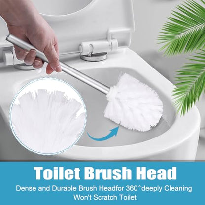 2pcs Toilet Brush Replacement Head, Plastic Toilet Bowl Cleaning Brushes Head, Round Ball Shaped Toilets Brushes Heads Bathroom Brush Cleaners Tool(Color:White)