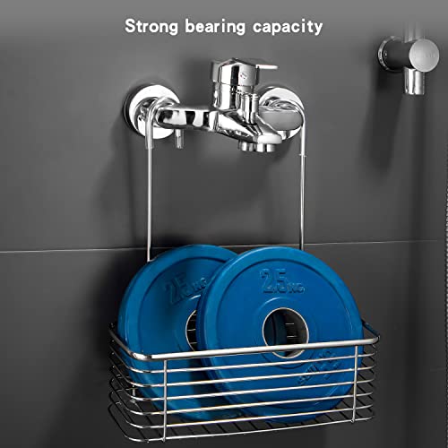 YQh hanging shower rack, bathroom storage rack, shampoo bracket, the back hook can be rotated, and can be hung on the faucet or Claw foot bathtubcross bar, 304 stainless steel rust proof and durable - size: single layer shelf