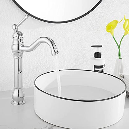 360° Swivel Chrome Single Handle One Hole Bathroom Sink Faucet Matching with Pop Up Drain - color: Chrome, size: Vessel