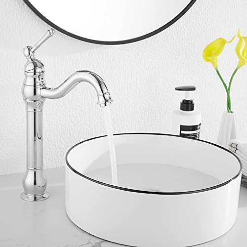 360° Swivel Chrome Single Handle One Hole Bathroom Sink Faucet Matching with Pop Up Drain - color: Chrome, size: Vessel
