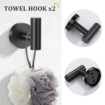 TURS Black 5 Piece Bathroom Towel Bar Set Bathroom Hardware Set, 23.6 inch Bathroom Accessories Kit Set, SUS304 Stainless Steel Wall Mounted - color: Matte Black