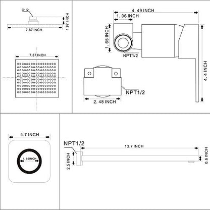 Shower Faucet Set Brushed Nickel, Single Function Shower Trim Kit with Rough-in Valve, Square Rain Shower Head System Included Extra Long Shower Arm for Bathroom - color: Brushed Nickel, style: Shower Faucet