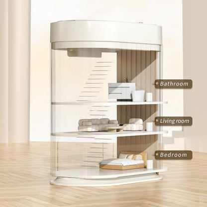 MRBIN Small Trash Can for Bathroom, Automatic Touch Less Garbage Bin with Lid, 2 Gallon Plastic Slim Waste Basket for Office and Kitchen, Electric Motion Sensor Bedroom Bin, Cream White - color: White, style: Acrylonitrile Butadiene Styrene