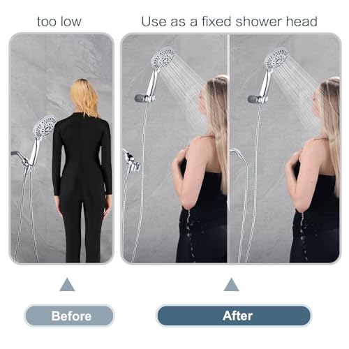 BRIGHT SHOWERS Shower Head Holder Wall Mount, Adjustable Handheld Shower Wand Holder with Universal Fit and Angle Adjustment, Chrome - color: Chrome, style: Screw Mount - Multi-Angle
