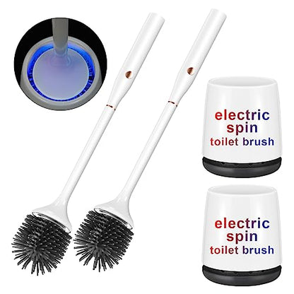 Electric Toilet Bowl Brush,Silicone Toilet Brush,Toilet Bowl Brush and Holder Set with Ventilated Holder,Toilet Brush, Floor Standing, Wall Mounted Without Drilling，Rechargeable 2packs - size: 2packs