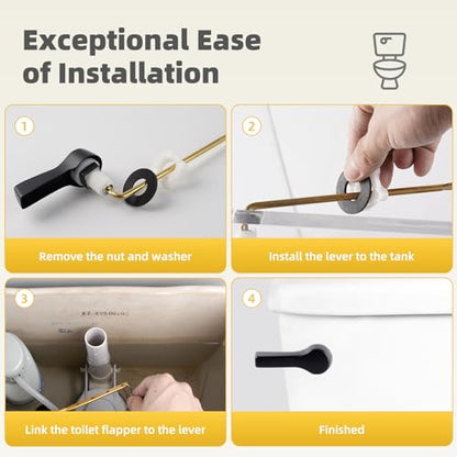 Universal Black Metal Toilet Handle Replacement, Solid Brass, Front Mount | Toilet Flush Handle Lever with Adjustable Stainless Steel Chain, Compatible with Kohler, American Standard, TOTO, Mansfield - color: Matte Black, style: Front Mount Design