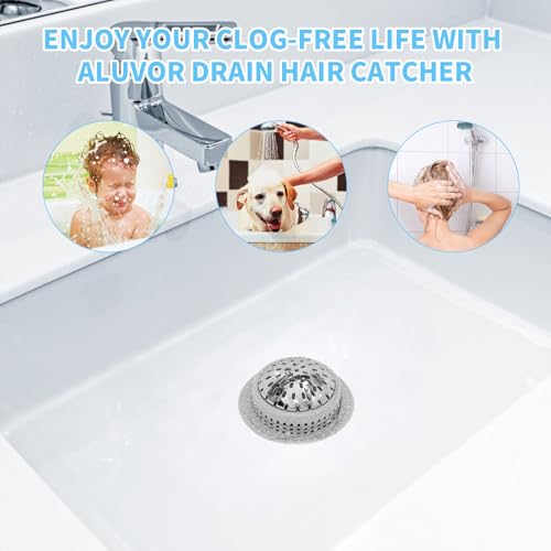 Aluvor Bathtub Drain Hair Catcher Shower Drain Cover Sink Drain Protector | Bathroom Sink & Bathtub Drain Strainer for Pop-Up & Regular Drains, grey - size: Large-Grey