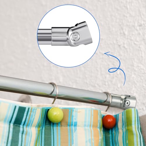 Zonon 4 Pack Shower Curtain Rods Single Swivel Flange Angled Shower Curtain Rods Bracket with Screws Brushed Nickel Finish 180° Rotation Fit 1" Outer Dia Rod for Bathroom Angled Sloped Ceiling Wall