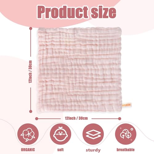 Cotton washcloths, face Cleaning Cloths,Bath Small Towels,6 Pack, 12x12 Inches - color: Pink