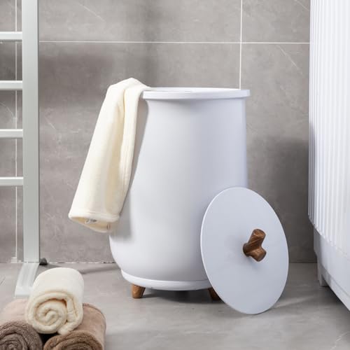 ERGOMASTER Towel Warmer Bucket, Heated Towel Warmer, Electric Towel Heater with Temperature Control and Timer, 23L Large Capacity Freestanding Hot Towel Warmer for Bathroom Spa Salon Hotel (White) - color: White