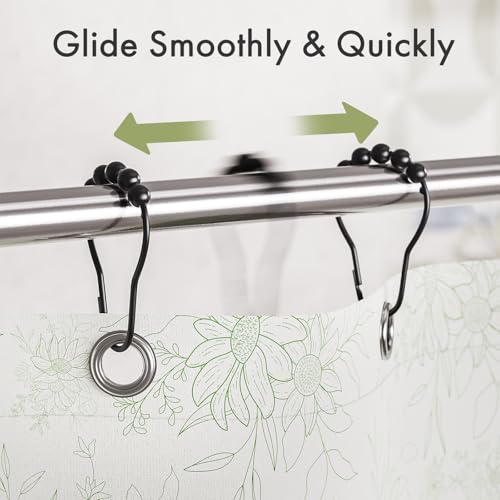 Matte Black Shower Curtain Rings - Set of 12 - Rust-Resistant Metal Shower Hooks for Bathroom Shower Rod - color: Matte Black