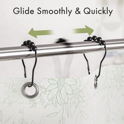 Matte Black Shower Curtain Rings - Set of 12 - Rust-Resistant Metal Shower Hooks for Bathroom Shower Rod - color: Matte Black