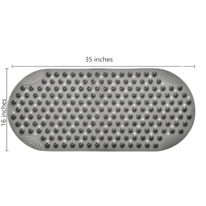 Anti Slip Bathtub Mat,Non Slip Bath Mat,16x35 Inch Extra Long Tub Mat,Machine Washable Bathroom Shower Mat with Suction Cups and Drainage Holes,Soft on Feet (Grey) - color: Clear Grey