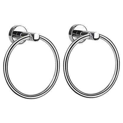 2 Pack Towel Ring, Hand Towel Holder No Drilling Heavy Duty Simple Round Towel Holder Wall Mount Towel Rack (Silver-2) - color: Silver-2
