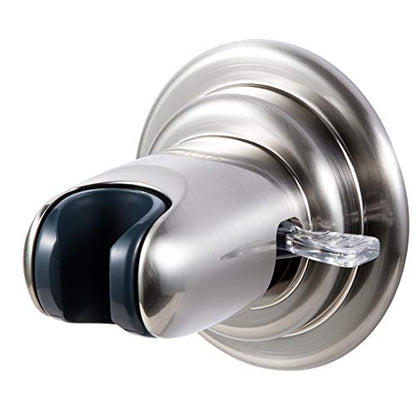 JiePai Suction Cup Shower Head Holder,Adjustable Handheld,Brushed Nickel | 20° adjustable angle,Removable,No-drill wall mount,fits 3/4 handheld,Works on tile glass metal,For bathroom/RV - color: Adjustable Holder-Brushed Nickel