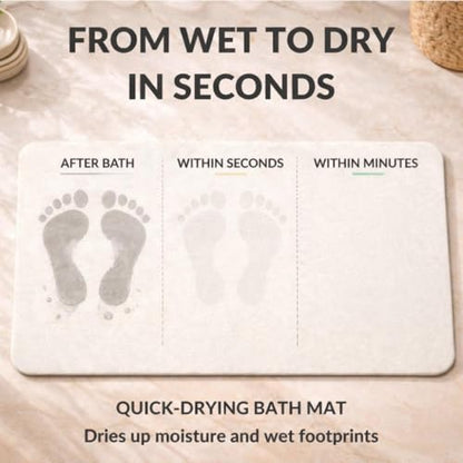 Stone Bath Mat – Diatomaceous Earth Quick Drying Non-Slip Bathroom Mat – Absorbent Diatomite Shower Mat, Durable & Easy to Clean, Modern, 23.6" x 15.3", (White - Linea) - color: White - Linea