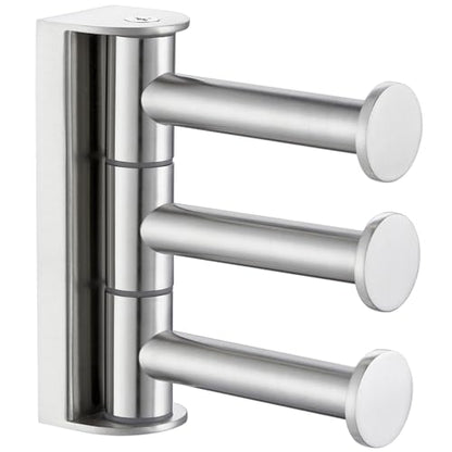 Suyar Swivel Towel Hook Brushed Nickel, Bathroom Robe Holder with 3 Arms | SUS304 Stainless Steel, Wall Mounted - color: Brushed Nickel, size: 1 Pack