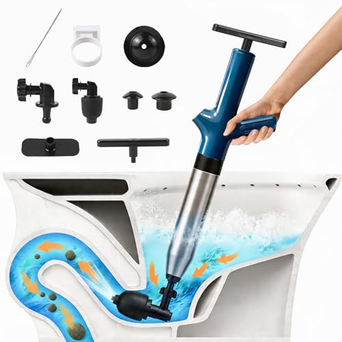 Toilet Plunger, High Pressure Toilet Plunger, Heavy-Duty Clog Remover for Toilets, Bathroom Floor, Drain Sinks and Plumbing Clogs (Blue) - color: Blue