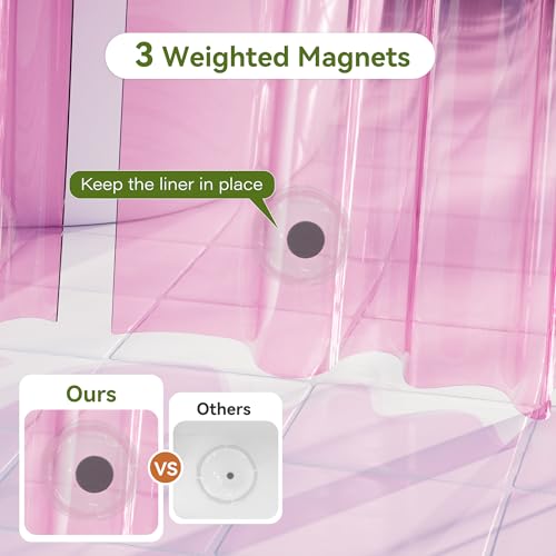 Pink Shower Curtain Liner 72x72, 2 Pack Lightweight Waterproof PEVA Plastic Transparent Shower Curtain for Bathroom with 3 Strong Magnets and 12 Rustproof Grommets - color: Clear Pink, size: 72"W x 72"L (Pack of 2)