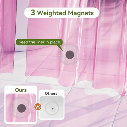 Pink Shower Curtain Liner 72x72, 2 Pack Lightweight Waterproof PEVA Plastic Transparent Shower Curtain for Bathroom with 3 Strong Magnets and 12 Rustproof Grommets - color: Clear Pink, size: 72"W x 72"L (Pack of 2)