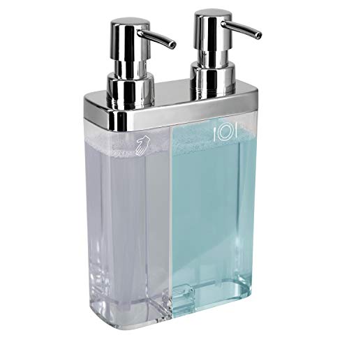 Kitchen Details Dual Pump Soap & Lotion Dispenser | Bathroom and Kitchen Sink | Countertop | Compact Design | Clear - color: Clear