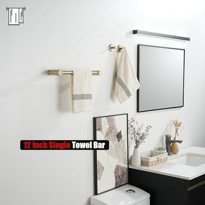 JQK Towel Bar Champagne Bronze, 14.5 Inch 304 Stainless Steel Thicken 0.8mm Towel Rack Bathroom Wall Mount, Useable Length 12 Inch, TB610L12-CB - color: Champagne Bronze, size: 14.5 Inch