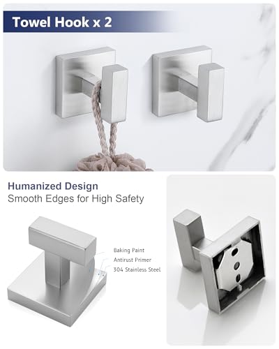 Brushed Nickel Bathroom Accessories, Toilet Paper Holder,Towel Ring & Hooks | Lairuier Bathroom Hardware Set, Toilet Paper Holder Set SUS304 Stainless Steel Bath Hand Towel Ring for Bathroom Wall Mounted - color: Brushed Nickel