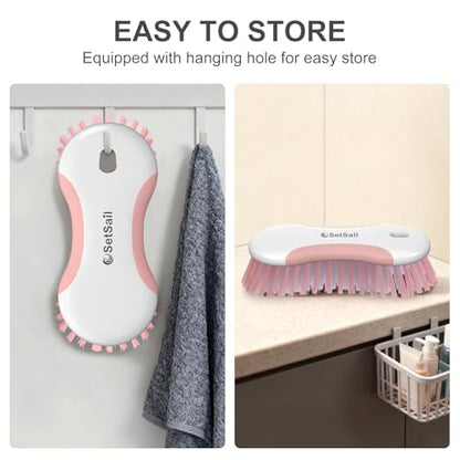 SetSail Multi-Purpose Scrub Brush of 2 Pack, Pink | Stiff Bristles Cleaning Brush with Non-Slip Grip Heavy Duty Scrub Brushes for Cleaning Bathroom Kitchen Tile Bathtub Sink - color: Pink, size: 2-pack