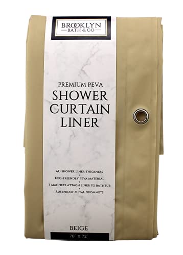 Dependable Industries inc. Essentials Premium 6 Guage PEVA Shower Curtain Liner - PVC Free Magnetized Bottom Odorless with Rustproof Grommets (Beige) - color: Beige