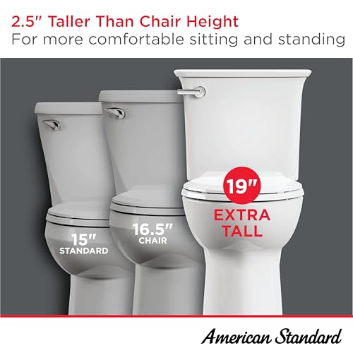 American Standard 215TA104.020 Cadet PRO Two-Piece Toilet, Seat not Included, Extra Tall Height, Left-Hand Trip Lever, 12-Inch Rough, Elongated Front, White, 1.28 GPF (Pack of 2) - size: 12" rough-in (Pack of 2)