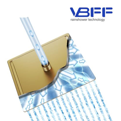 VBFF-Shower Head,rain shower head, 12 inch- Square Shower Head, 1.8 GPM Flow Rate, rainfall showerhead,VBFF09 (Brushed Gold) - color: Brushed Gold, size: 12 Inch