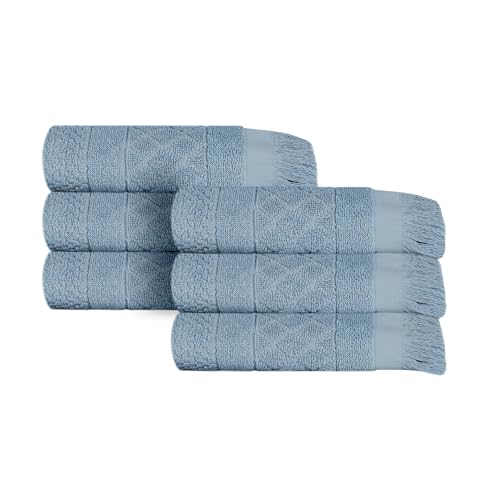 SUPERIOR Cotton Hand Towel Set, Quick Dry, Small Towels, Plush Soft Absorbent Bathroom Basics, Home Essentials, Spa, Salon, Hotel, Kitchen, Luxury Quick Drying, Set of 6, Rolla Collection, Blue - color: Blue, size: Hand Towel - 6 Pack