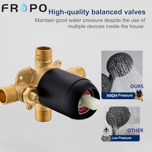 Black Shower Faucet Set with Tub Spout - Tub and Shower Faucet Combo| Dual 2 in 1 Shower System with Handheld Showerhead 3-way Water Diverter Shower Trim Kit(Pressure Balancing Valve Included)
