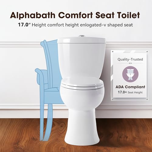 17.3” Elongated Toilet with Soft Close Seat, Two piece Toilets for Bathroom | Nano Self-Cleaning Glaze, Dual Flush 0.8/1.28 GPF, Watersensed/ADA/MAP1000/cUPC, Easy to Clean & Install, 12" Rough-In - color: TPT002-0.8/1.28 GPF Dual Flush